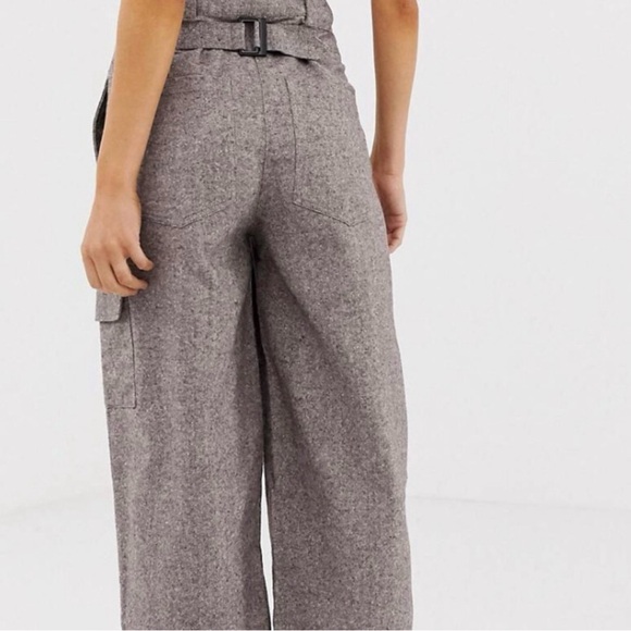 Asos 4 Pleated 100% Cotton Trouser Pant High Waisted Relaxed Wide Leg Minimalist - Picture 11 of 11